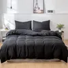 Housse de couette en tissu brossé, housse de couette douce et confortable avec fermeture éclair, taie d'oreiller de literie gris noir 230308