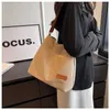 Japanese and Korean Minimalist Canvas Shoulder Bag Women with Large Capacity Diagonal Cross Tote Bag Can Be Printed 240315