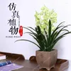 Decorative Flowers Artificial Orchids Pot Plant Bonsai Bedroom Home On-the-Ground Green Big Decorations Living Room Fake Flower