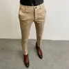 Męskie spodnie formalne męskie spodnie hombre elastyczne ultra-cienkie solidne kolory sukienki na swobodną długość Modne nowe odzież męską 240318