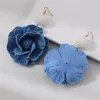 Fleur bleue femmes Eardrop mode tissu Denim tissu 2024 Imitation perle luxe Banquet boucles d'oreilles de mariage pour femme bijoux 240311