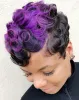 Peruker beisdwig syntetiska lockiga peruker för svarta kvinnor svart lila hår peruk kort afro frisyrer för kvinnor