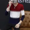 Men's Sweaters Clothing Spliced Pullovers V Neck Green Knit Sweater Male Elegant Sweat-shirt A Knitwears Fun 2024 Trend Long Sleeve