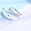 Orecchini pendenti in argento sterling 925 con quattro sette stelle e zirconi clip per donna, polsino auricolare Boucle D'oreille Femme