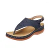 Sandals Summer Oxford Women Wedges Slippers Pu Leather Flip Flops Belt Buckle Female Shoes 2024 Rome Fashion Slides