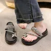 Shiny Crystal Butterfly Flat Heeled Sandals Women Summer Clip Toe Platform Slippers Woman Soft Thick Sole Flip-Flops Slides 240313