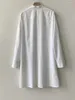 Women's Blouses Women Wing Embroidery Single Breasted Dress Long Sleeve Slit Hem Elegant White Summer Female Stand Collar Mini Robe