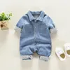 Diimuu baby barn pojkar kläder småbarn overaller denim byxor mode barn avslappnade jumpsuits långärmade byxor 240318