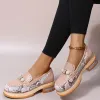 Stövlar Nya casual brogue skor stor storlek 43 skosnor Leisure Patchwork Woman Shoes Flats Zapatillas Mujer