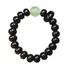 Perles de boulier en bois noir, 12mm, avec anneau flexible et lumineux, ornement, Bracelet