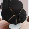 Berets Summer Bow Tie Fisherman Hat 2024 Wide Large Brim Outdoor Beach Sun Cap Fashion UV Proof Protection Women Bucket