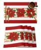 テーブルマットクリスマス冬の花の赤いポインセチアキッチンダイニング装飾アクセサリー4/6pcsプレースマット耐熱性食器パッド