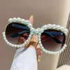 Lunettes de soleil rondes en perles pour femmes, tendance, protection UV400, nuances surdimensionnées, lunettes de fête pour la plage, les voyages, le streetwear