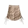 Women's Shorts 2024 Women Sexy Lace Up High Waist Mini Skirt Khaki Elastic All-Match Slim Skinny Fashion Style Bandage