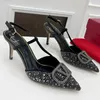 scarpe col tacco donna sandali firmati corridori in schiuma strass Tacchi alti sottili Ballo festa di nozze Sandali eleganti e alla moda da donna 7 cm