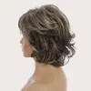 Peruker oucey syntetiska hår peruker för kvinnor naturlig peruk kvinnlig pixie klippt ombre blond peruk naturlig vågig värmebeständig fiber kort peruk