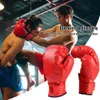 Equipaggiamento protettivo Guanti Muay Thai Guanti da boxe professionali per allenamento Sparring Guanti Muay Thai in finta pelle per adulti Bambini Punzonatura pesante yq240318