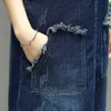 Extra Large 2021 Summer New Fat Plus Plus Plus Fat Mm Mid Length Loose and Slim Denim Strap Dress for Women's Fashion