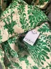 캐주얼 드레스 여성 녹색 새틴 실크 롱 슬링 드레스 식용 나무 빈티지 2024 여름 암컷 민소매 로브