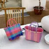 Top Shoulder Bags New Designer Handbags Vegetable Basket Woven Tote Bag Colorful Beach Bag 240311