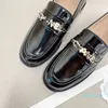 2024 Genuine Leather Thick Heels English Single Female Spring Autumn