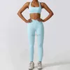 Trainingspakken voor dames 2 STUKS Dames trainingspak Set Workout Sportkleding Gymkleding Fitness Sportbeha Hoge taille Legging Up Workout Sportpak 24318