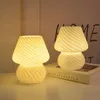 Murano Glass Desk Lamp Glass Table Bedside Lamps Vintage randig liten svampdekor Ambient Light Bedroom vardagsrum 240304