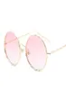 Pink Lens Gothic Round Sunglasses For Man 2017 Tennis Polarised Gold Stainless Frame Outdoor Steampunk Designer Glasses Vintage Wi8217503