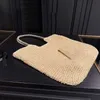 Diseñador verano rafia tejido bolso de compras letras de moda malla de moda hueco bolsillos de gran capacidad bolsos de hombro tejidos de paja