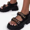 HBP Balık Olmayan Kadın Sandalet Çok Molor Platform Açık Ayak Parmağı Ayakkabı Hook Döngü Yüksek Topuklular Zincir Dekal Sandal Kadınlar Şık