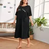 Vêtements de Nuit pour Femmes Grande Taille 5XL Chemise de Nuit Vêtements de Nuit à Manches Courtes Moyen vêtements de Maison Lâche décontracté Mode Chemise de Nuit Lingerie Intime