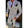 Abiti da uomo Blazer Moda Abito a reticolo Slim Fit Prom Matrimonio per uomo Sposo Tuxedo Giacca Pantaloni Set Personalizzato Bianco Casual UomoUomo