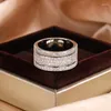 Anéis de cluster luxuoso 925 prata esterlina anel feminino moda brilhante zircão jóias para casamento casal nupcial