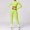 Lu Align Align Lu Lemon 2 pezzi Set di vestiti Abbigliamento sportivo Tuta da yoga Donna Fiess Tute Reggiseno sportivo Leggings da palestra Allenamento Manica lunga Crop Top