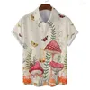 Men's Casual Shirts Colorful Mushroom 3d Print Hawaiian Shirt Men Summer Vacation Button Lapel Short Sleeve Street Beach Aloha Clothing