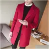 Mens Lã Misturas Casaco De Cor Sólida Inglaterra Médio Casacos Longos Jaquetas Slim Fit Masculino Outono Inverno Sobretudo De Lã Plus Size M-5Xl Drop D Otiik