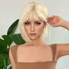 Synthetic Wigs Selling wig female light gold bobo short straight hair end of a knife synthetic high temperature silk full head set 240328 240327