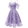 Party Dresses Dongcmy Short Floral V-ringen prom Purple Color Elegant Sexy Women Vestidos de Gala