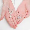 Party Decoration Bride Jewelry Set Silver Crystal Wedding Necklace Earrings Bridal Rhinestone Teardrop Pendant Accessories For Women And