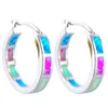 Boucles d'oreilles créoles JLE-946, opale de feu bleue, boucle d'oreille à la mode pour femmes