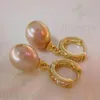 Dangle Earrings Natural Pink Baroque Pearl Earring 18k Gold Eardrop Drop Bridal Art Casual Ear Cuff Minimalist Diamond Beaded Custom