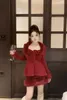 Arbeitskleider Süßes Mädchen Anzug Damen Winter Pelzkragen Strickjacke Hoch taillierter Minirock Zweiteiliges Set Mode Femlae Kleidung