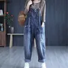 Damen Jeans Vintage Casual Streetwear Große Tasche Lose Jeans Haremshose Overalls Overall Damen Koreanischer Stil Baggy Denim Strampler HoseC24318