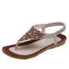 Sandalen Vrouwen Boheemse Kralen Slippers Zomer Mode Strass Lichtgewicht Platte Outdoor Romeinse Strand Casual Schoenen Slippers