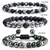 Strand 3st/set män oregelbundna hematitpärlor armband mode naturliga tiger ögon svart lava onyx sten pulsera kvinnor je