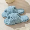 HBP Non-Brand Cheap cross strap curly wool ladies home slippers fuzzy fur slides women indoor plush furry house slippers