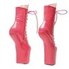 Dance Shoes Leecabe Patent Upper Platform Ankle Boots Sexy Exotic Heelless Pole