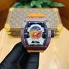 Luxury Mens Mechanical Watch Barrel Wine Richa Milles RM52-05 Series 2824 Automatyczna taśma z włókna węglowego Rekonomite Szwajcarskie zegarki