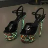 Сапоги патентные кожа Stiletto Высокие каблуки женская платформа сандалии супер высокие насосы флуоресцентные панк -сандалии полюс