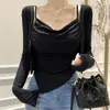 Work Dresses Elegant Two Piece Tops Set Women Irregular Design Sense Pleat Sling Thin Cardigan Slim Fit All-Matching Fashion Suit 2024